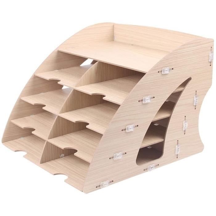 Porte-Revues En Carton Kraft - 5 Compartiments Pour Rangement A4 | Bureau, École Ou Maison