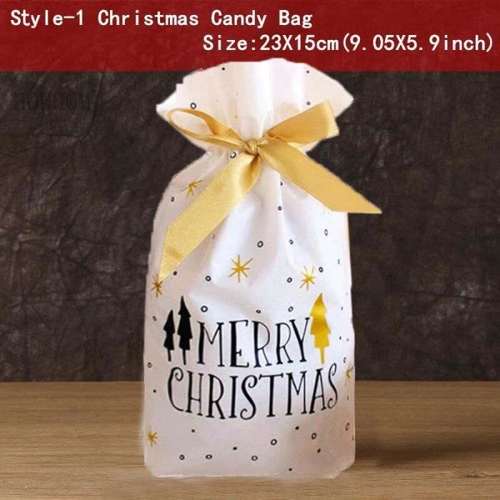 Chaussettes De Noel,Sac Cadeau Pour Bonbons,Nouvel An 2022,10 Pièces,Emballage Plastique,Décorations De Noël - Type White Merry-1 - Cdiscount Maison