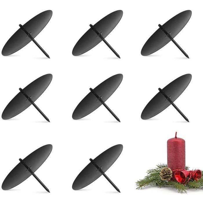 Bougeoirs Noël de l'avent 6cm Wishstar Bougeoirs Lot de 8 Bougeoir en Métal Noir pour Décorer des Couronnes Bougeoir pour Bougies de l'Avent