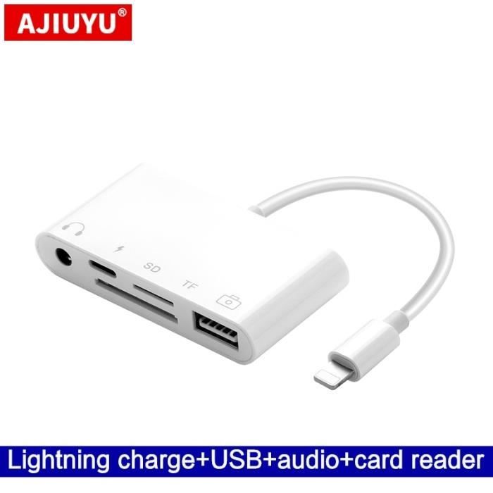 Adaptateur Lightning mâle vers USB femelle certifié Apple OTG et câble de  charge pour iPhone 11 12 Mini Max Pro XS XR X SE 7 8 Plus iPad Air A