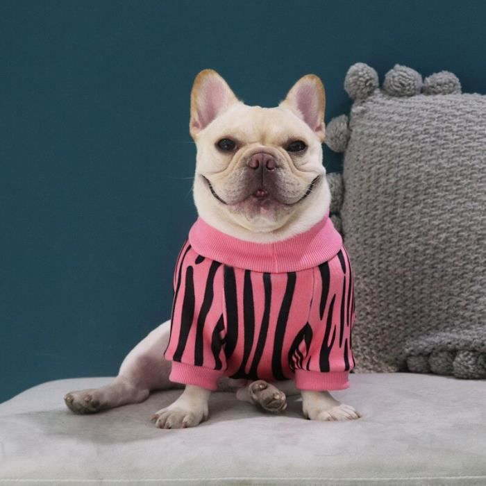 Animalerie Sweat a capuche pour chien bouledogue francais vetements d hiver tenue carlin pull pour petit chien Type Pink S Cdiscount