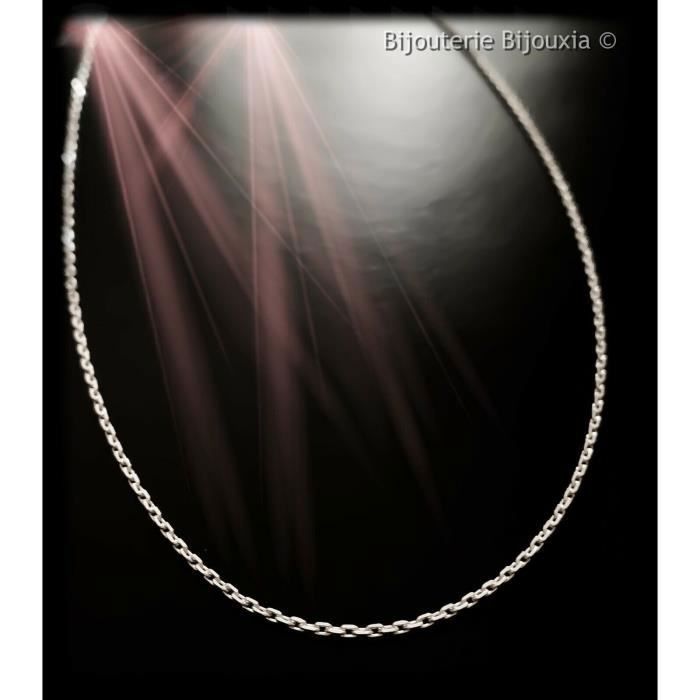 Chaîne de cou - BIJOUXIA - Argent massif 925 - Maille forçat diamantée - 70 cm X 145 mm