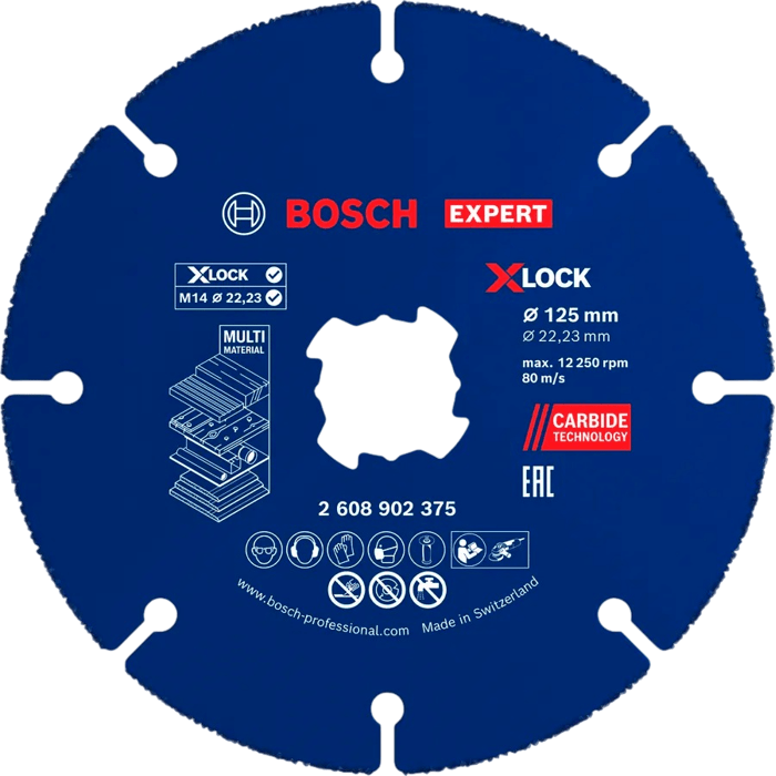 Bosch Professional Disque à tronçonner - X-LOCK EXPERT Carbide Multi Wheel - 125 mm - Pour petites meuleuses angulaires