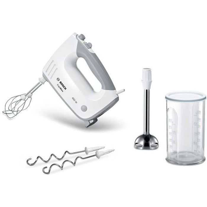 Batteur à main BOSCH MFQ36470 ERGOMIXX - 450W, 5 vitesses + pulse, accessoire pied mixeur inox