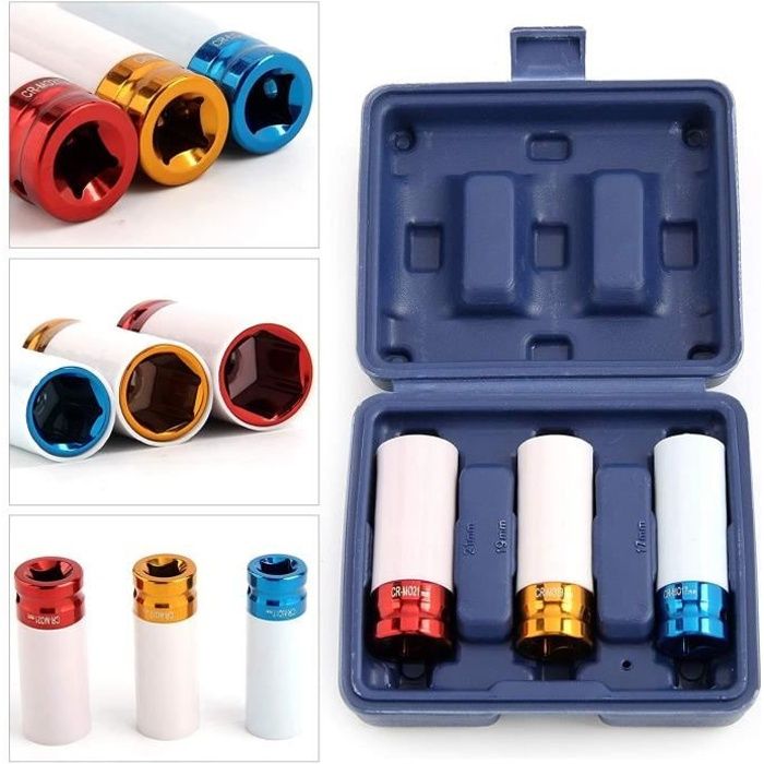 Lot 5 Douilles De Serrage Jantes Alu 15/17/19/21/22 Mm – WIESEMANN 80287, 1/2", Anti-Rayures, Coffret, Pour Visseuse à Choc