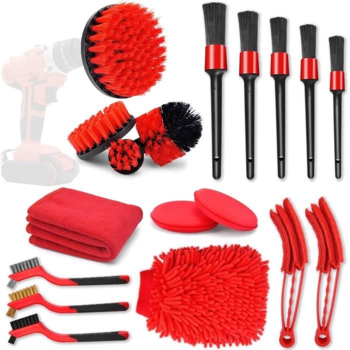 Kit De 5 Brosses De Nettoyage Auto Junsun Pour Détails, Moteur, Roues - Neuf Sous Blister