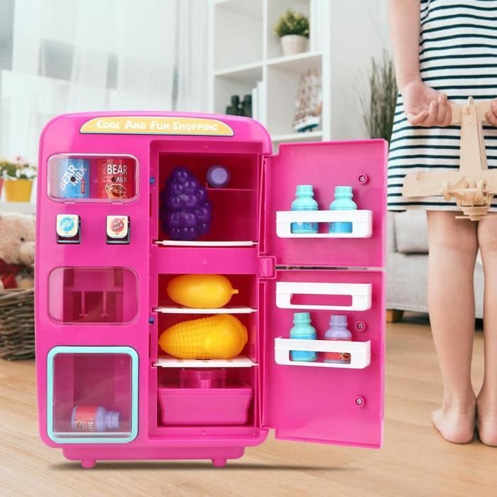 Frigo Jouet Pour Enfants 3 Ans Et + - Avec Glaçons, Sons Réalistes, Ustensiles Et Aliments Jouets (Blanc)
