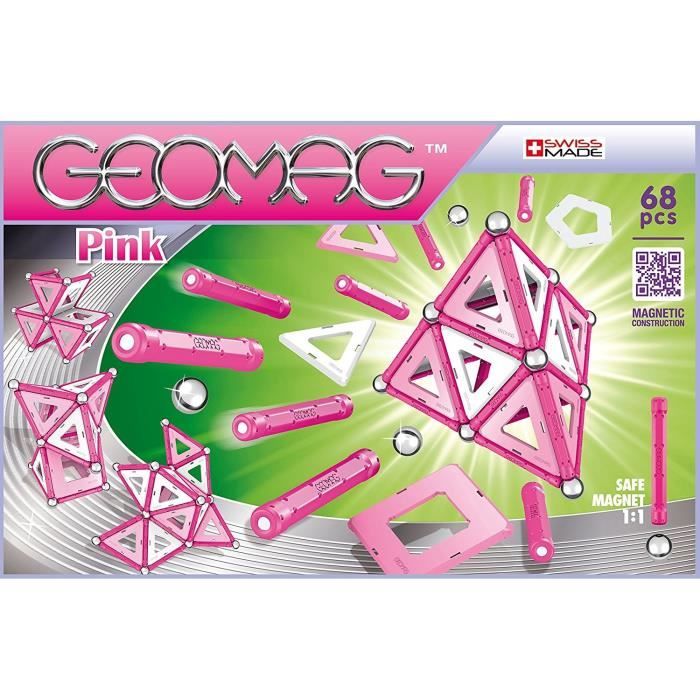 geomag pink jeu de construction magnétique rose 68 pièces