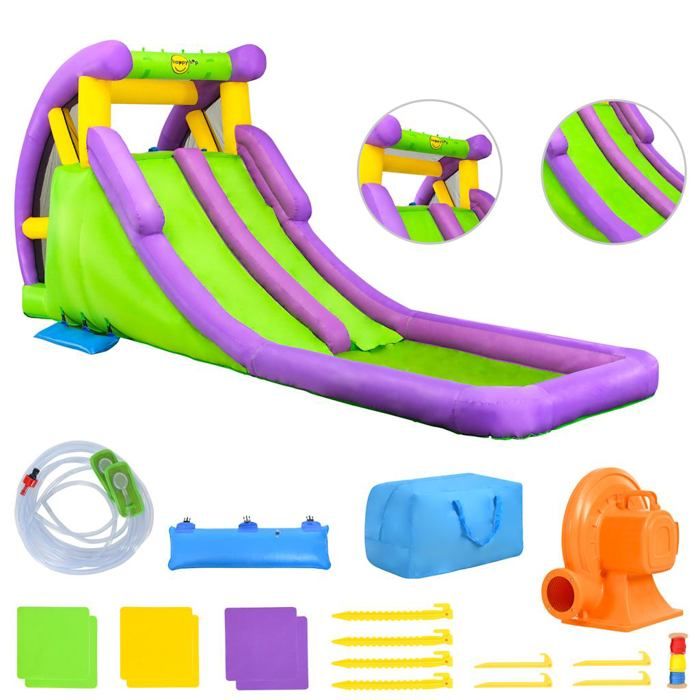 happy hop toboggan a eau gonflable avec pataugeoire 600x215x255 cm pvc cdiscount jeux jouets