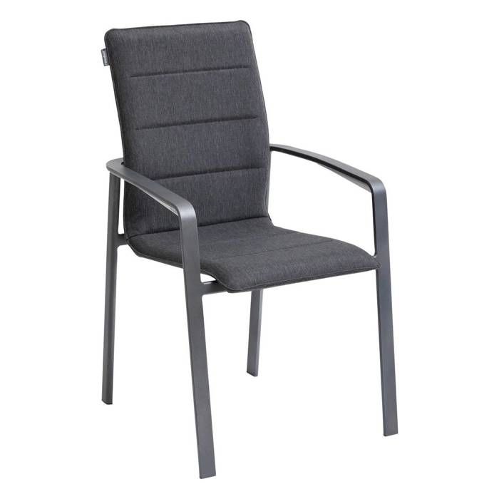 Fauteuil de jardin empilable Diese anthracite & graphite en aluminium traité époxy - Hespéride Fauteuil de jardin empilable Diese anthracite & graphite en aluminium traité époxy - Hespéride