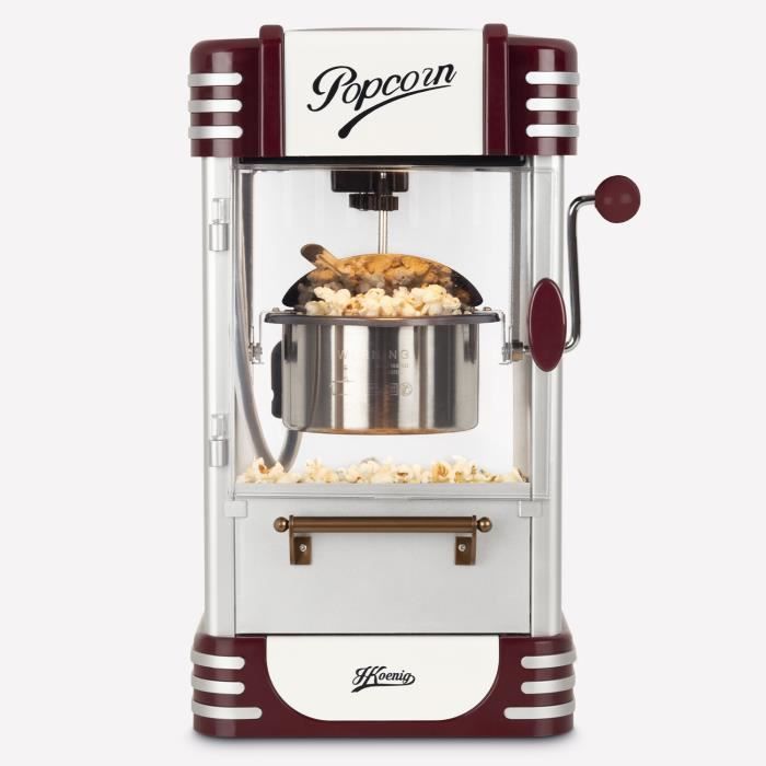 Machine à popcorn - HKOENIG - Design retro - Capacité 50g - Lumière intérieure