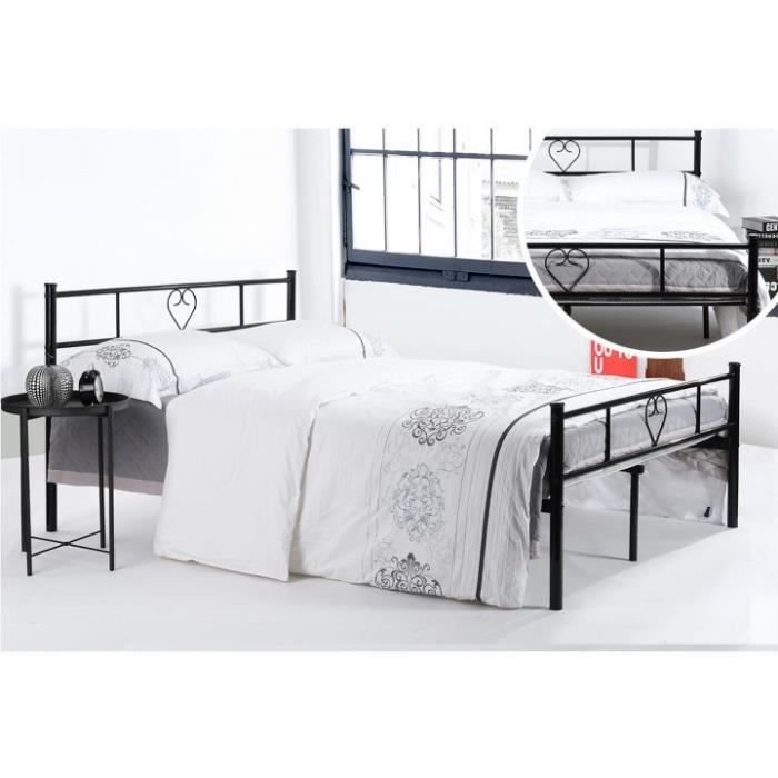 Ipotius Lit Structure Lit Adulte Noir 140x190 Cm Lit Double