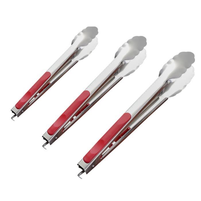 BIVGOCLS-22cm-28cm-34cm Pince Cuisine Résistant à la Chaleur,Pince Barbecue en Acier Inoxydable et Silicone Alimentaire