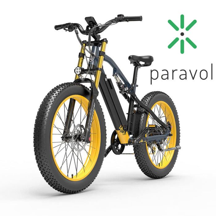 LANKELEISI RV700 Fat Tire Vélo électrique —Moteur 1000 W — Batterie 16 Ah — 7 vitesses — Suspension entièrement hydraulique —jaune