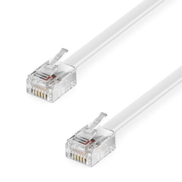 Cable Ethernet - Limics24 - 2M Câble Téléphonique Rj11 Modulaire 6P4C Western Rj11-Rj11 Prise Plat Modem Routeur Fax