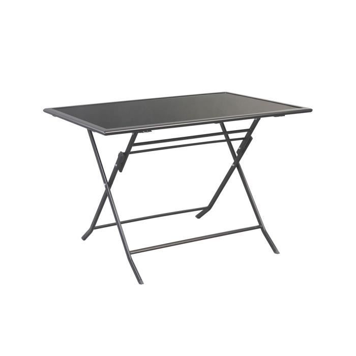Table Bistrot Pliable Metal Rectangulaire Avec Plaque De Verre 140