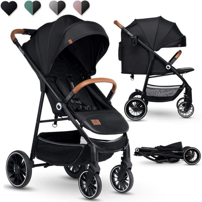 LIONELO Alexia - Poussette bébé compacte - De 6 à 36 mois - Capote XXL pour  protection solaire - Moustiquaire inclu - Noir - Cdiscount Puériculture &  Eveil bébé