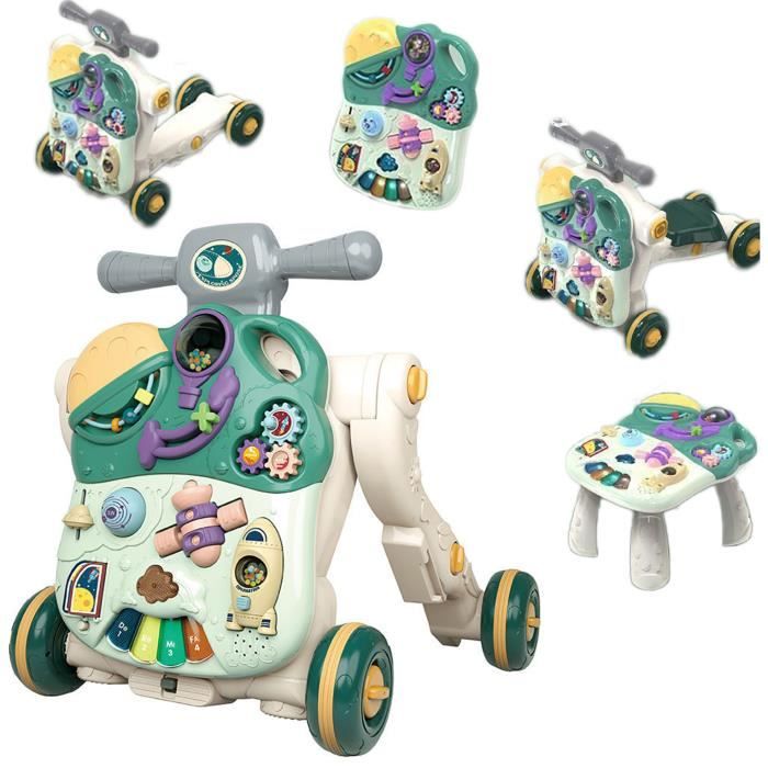 Trotteur 3 En 1 Bébé à Partir De 6 Mois - Siège Réglable, Jouet Musical, Vitesse Ajustable