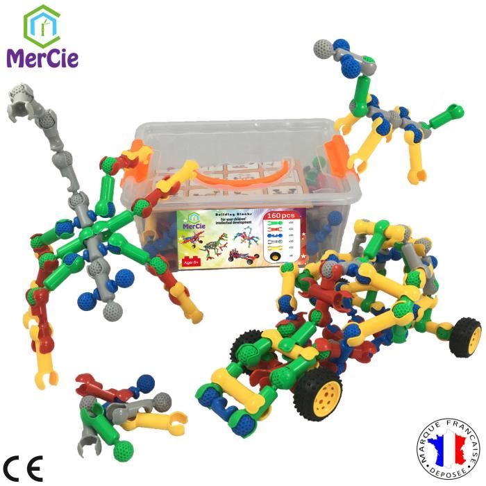 Jeu de construction ducatif 160 pcs b tons avec m choire et