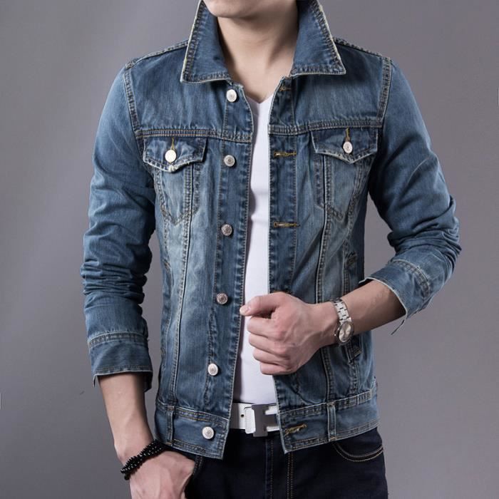 Blouson Veste Jean Homme Marque Mode Cor enne Slim Fit Blouson Veste Jean Homme Marque Mode Cor enne Slim Fit