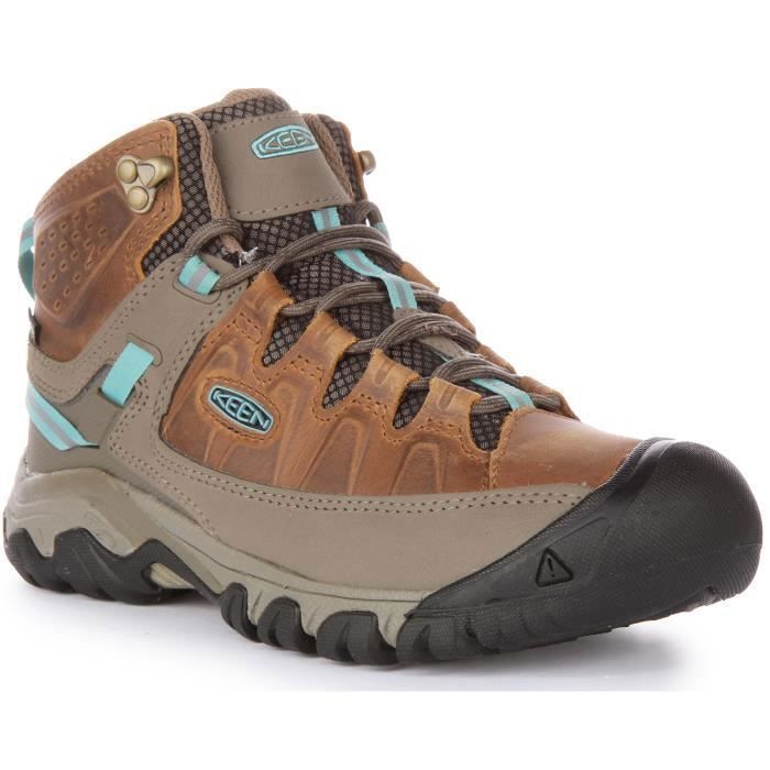 Chaussures de randonnée Keen Targhee III en cuir imperméable et en maille pour femmes - Brun Bleu - 38.5 Chaussures de randonnée Keen Targhee III en cuir imperméable et en maille pour femmes - Brun Bleu - 38.5