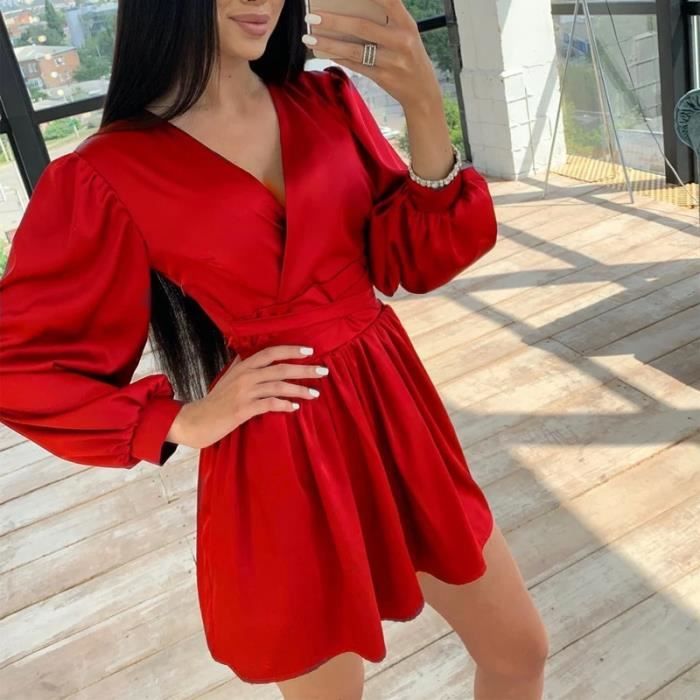 Robe satin rouge sale