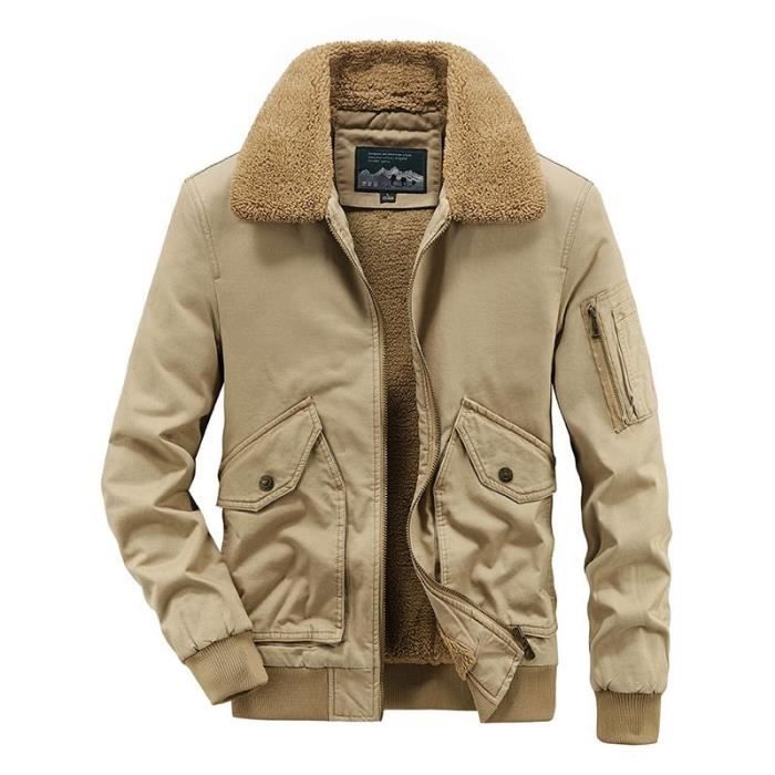 Veste Polaire Légère Pour Hommes Veste Chaude À Fermeture Éclair Complète Veste Décontractée D'hiver Pour Randonnée En Plein Air Beige XS 45-55Kg