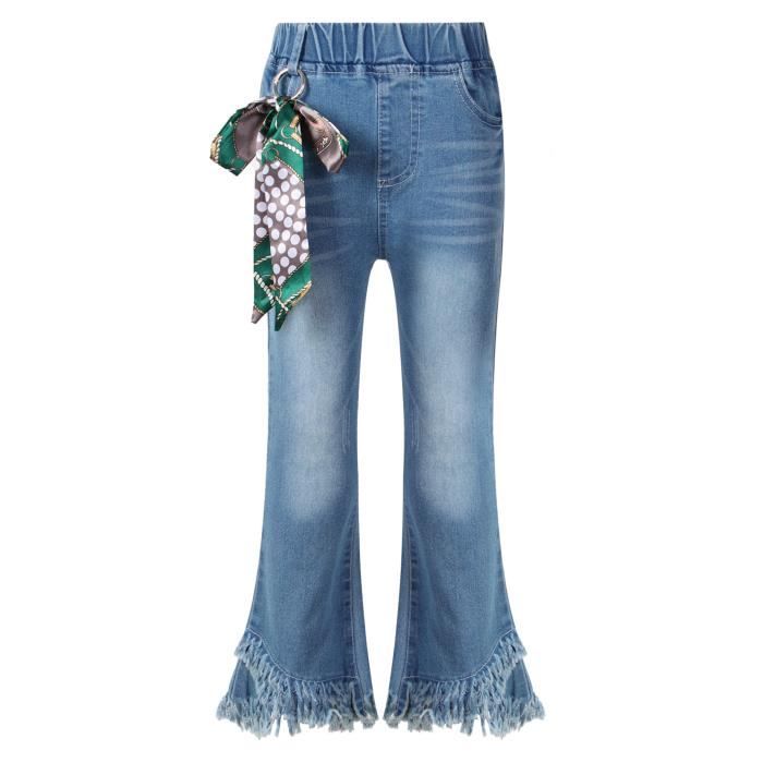IEFIEL Jean Fille Pattes d l phant Slim Pantalon Bas Evas