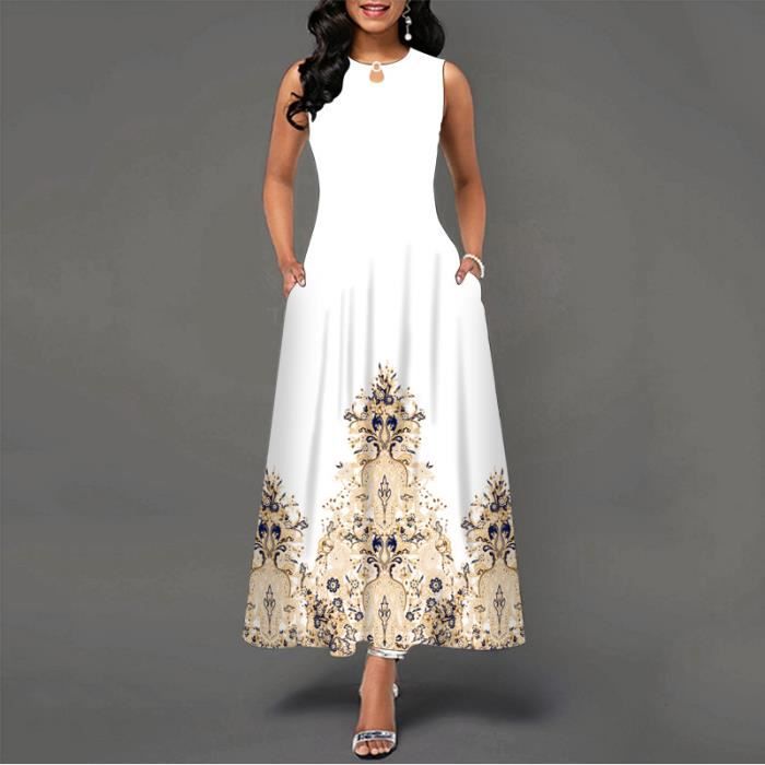 Robe Vintage Marque Modele Ample Volants Grande taille Blanc Cdiscount Pret a Porter