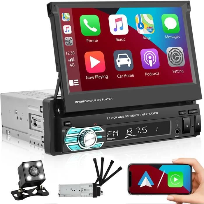 Hikity Autoradio Bluetooth 1 Din avec Carplay et Android Auto, 7 Pouces HD  Écran Tactile Stéréo