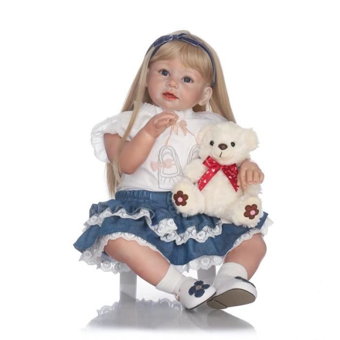 Poup e Reborn B b 28 pouces 70cm avec Cheveux longs Blonds