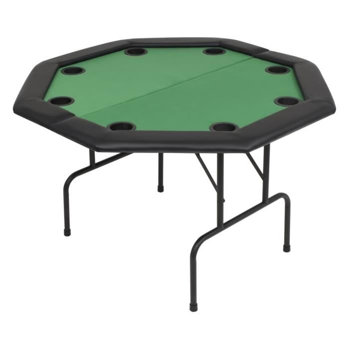 Table De Poker Pliable 8 Joueurs - 182x82x75 Cm - Avec Porte-Gobelets - Cadre Métal - Feutrine Casino