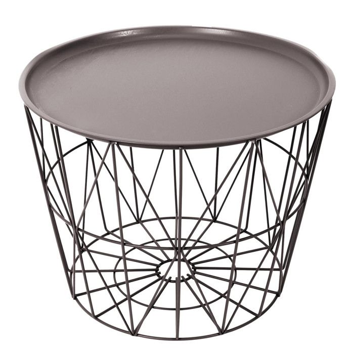Table dAppoint Design Filaire 52cm Taupe