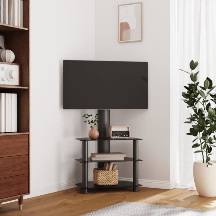 meuble tv d'angle 3 niveaux pour 32-70 pouces noir - salalis - dp8487