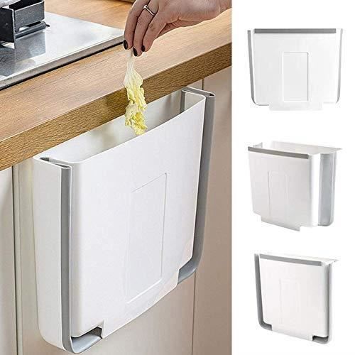 Poubelle Murale Pliable 10 Litres Avec Couvercle - Pour Cuisine, Salle De Bain, Camping-car - Blanche, Facile à Installer