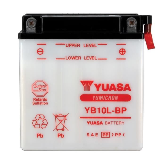 YUASA - Batterie Moto 12V Avec Entretien Sans Pack Acide Yb10L-Bp / Yb10Lbp