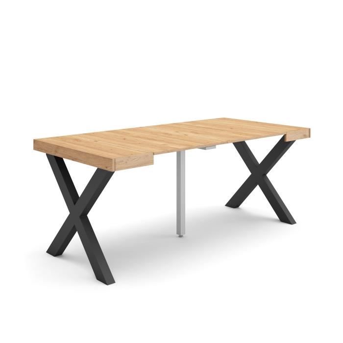 Table console extensible 180x90x73cm Pour 8 personnes Pieds bois massif Chêne RF2757