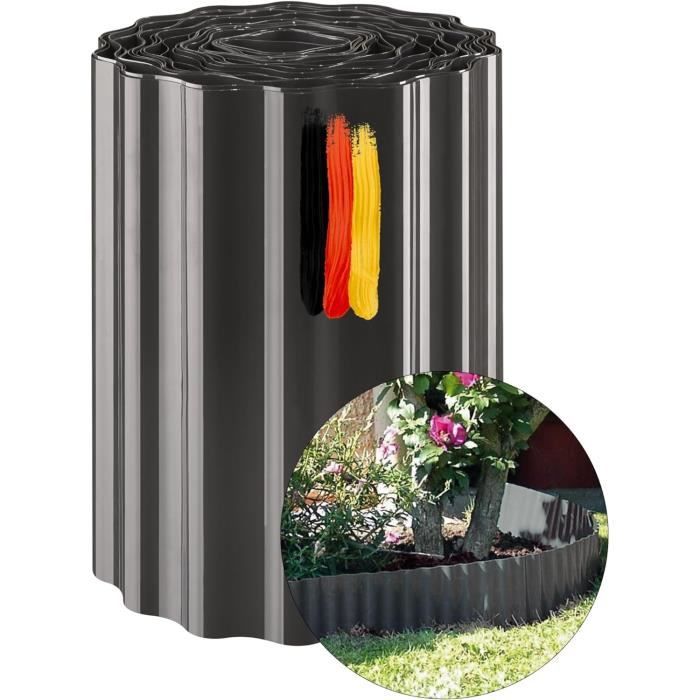 Novatool Tuinrand van kunststof, antraciet, 9 m x 20 cm, gazonrand