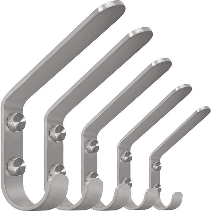 Patère Murale Sandra Small Gedotec - Lot De 5 Crochets Inox Courbés 48x20mm Avec Fixations
