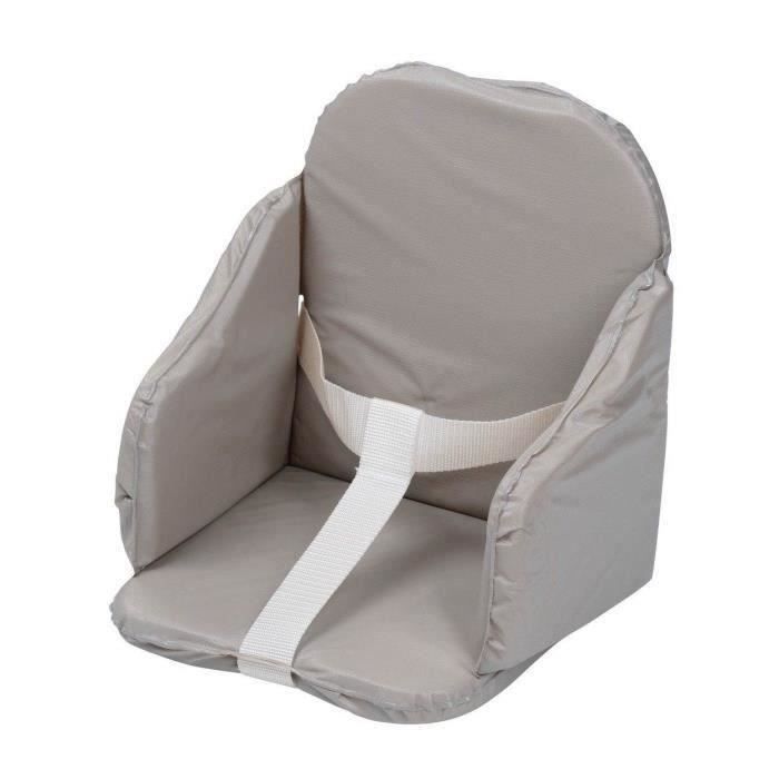 TINÉO - Coussin De Chaise Haute Bébé, PVC, Sangles De Sécurité, Facile à Laver, Fabriqué En France, 27x26x33cm (Gris)