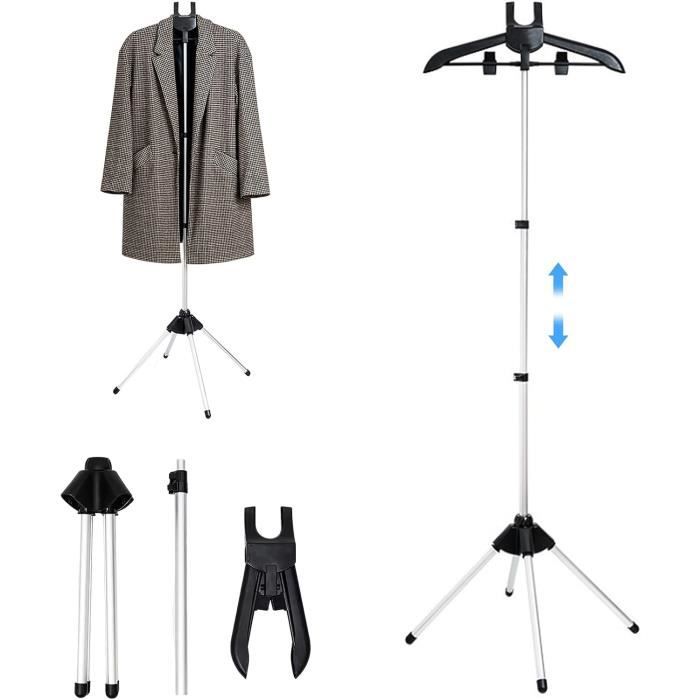 Vikaqi Support de séchage mural pour vêtements 60 cm, étendoir mural pliable pour linge intérieur, séchoir à vêtements pliable, espace caché avec gabarit mural, 5 tiges, Blanc