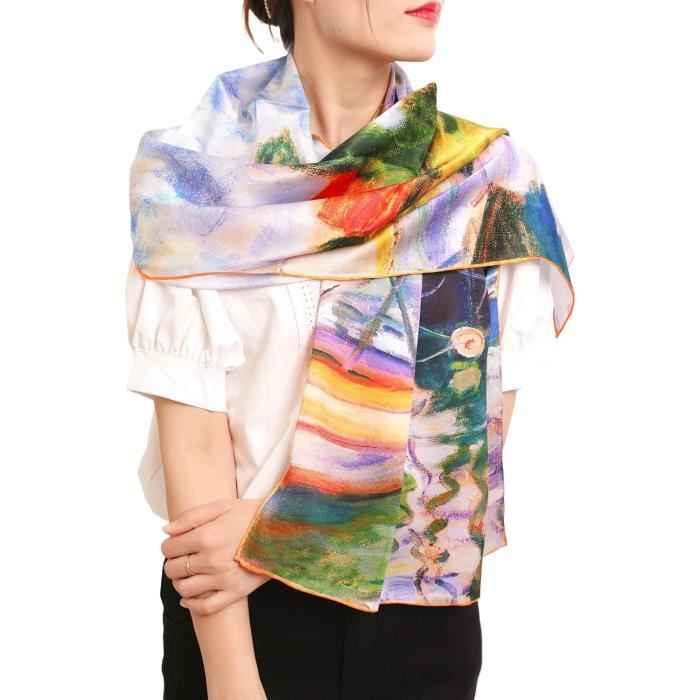 Foulard En Soie Van Gogh - Motif Terrasse De Café, écharpe élégante Pour Femme, Neuf Avec étiquettes