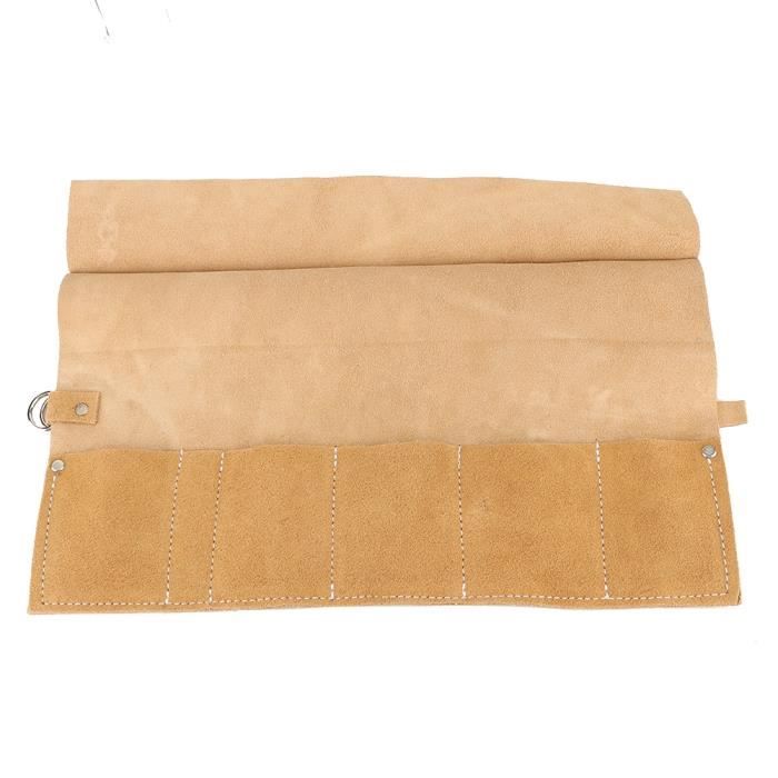 Rouleau à Outils En Cuir Hamzar – 12 Pièces, Noir, Réglable, Neuf