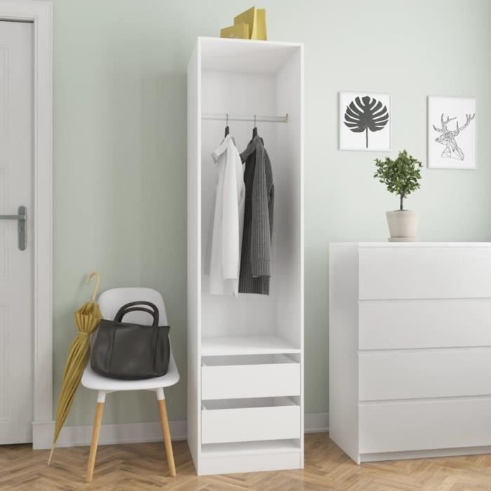 SALE 2024 Garde-robe JMS - Armoire de chambre avec tiroirs Blanc 50x50x200 cm Bois dingénierie 10223Kg