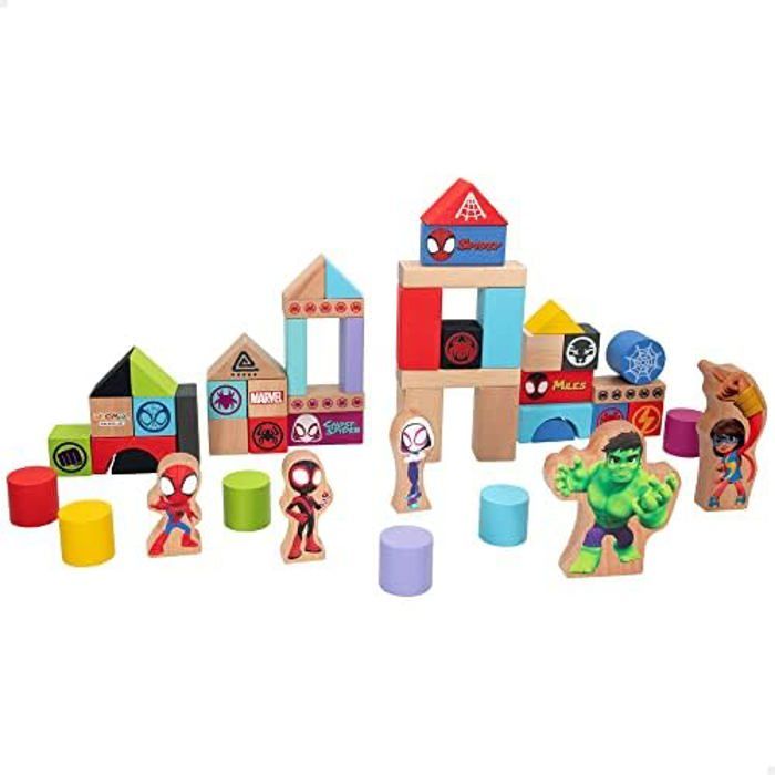 Blocs en Bois - WOOMAX - Spidey Amazing Friends - Lot de 50 - Multicolore - À partir de 3 ans