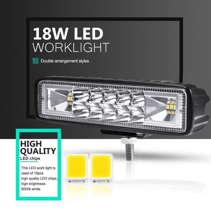 2 Feux De Travail LED Ronds Encastrés 5 Pouces 18W 6000LM - Pour 4x4, SUV, Camion, Bateau, ATV (12V-24V)