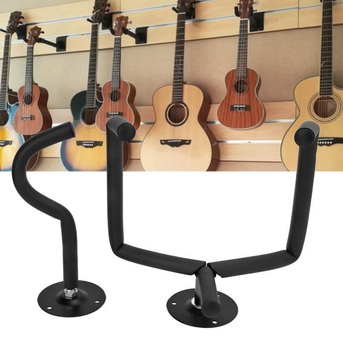 WOH - Support mural pour guitare support de cou de guitare en métal support  de crochet accessoires d'instruments de musique,Noir,T10