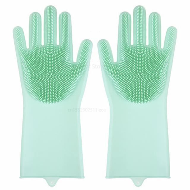 Gants Longs Doublés Coton Gants De Ménage XFLYP PVC Sans Latex - Doublure Coton, Antidérapants, Longs Poignets, 3 Paires (Bleu/Vert/Rose) Protection Mains Produits Chimiques