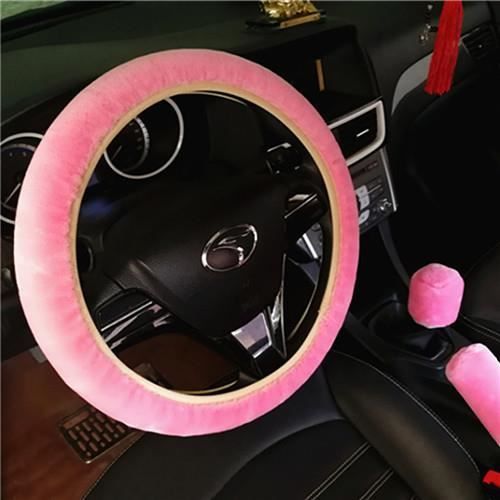 Couvre-volant de voiture en laine rose noir, accessoire d
