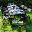 Ensemble de meubles de jardin Table de 180cm 8 chaises Pliable Aspect Rotin Noir-1
